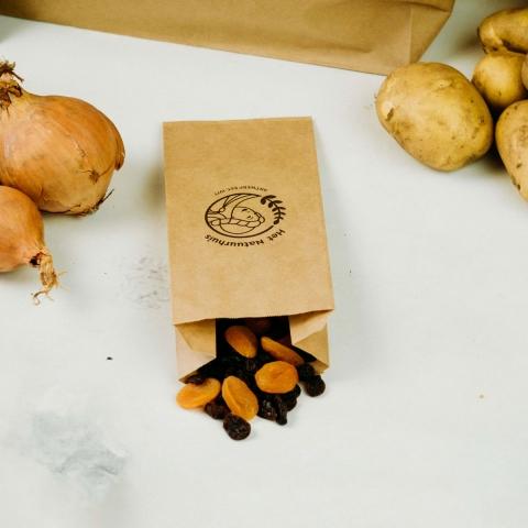 Rovasac Papieren blokbodemzakjes 1 – 15 kg Papieren zak, blokbodemzak, handig, ecologisch, recycleerbaar, duurzaam, voeding, Rozijnen, dadels, gedroogde vruchten,